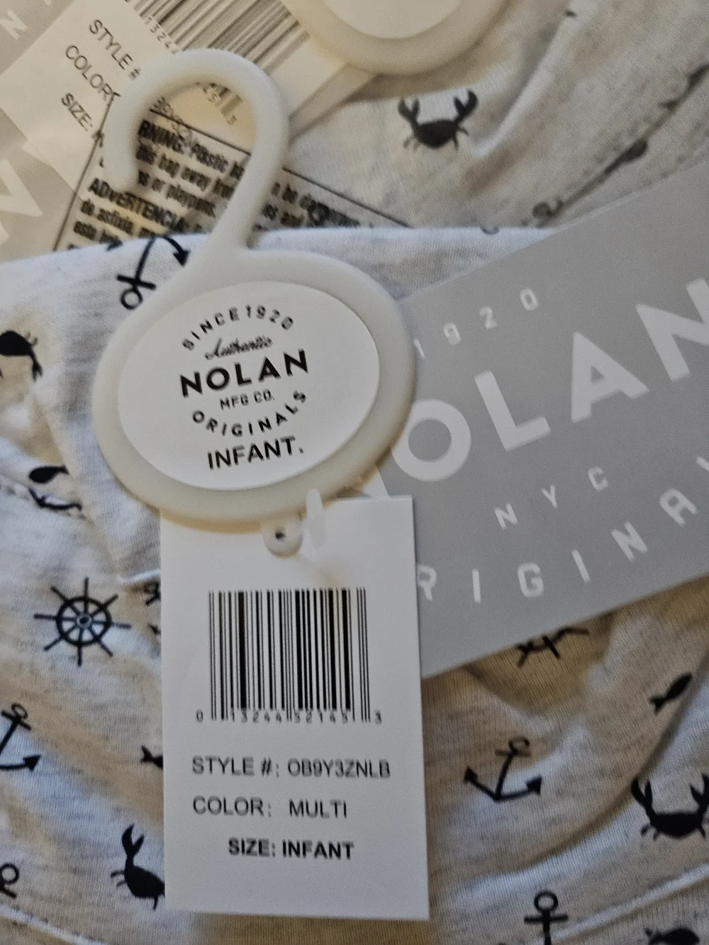 Nola Infant Nautical Bucket Hat in Light Gray and Navy